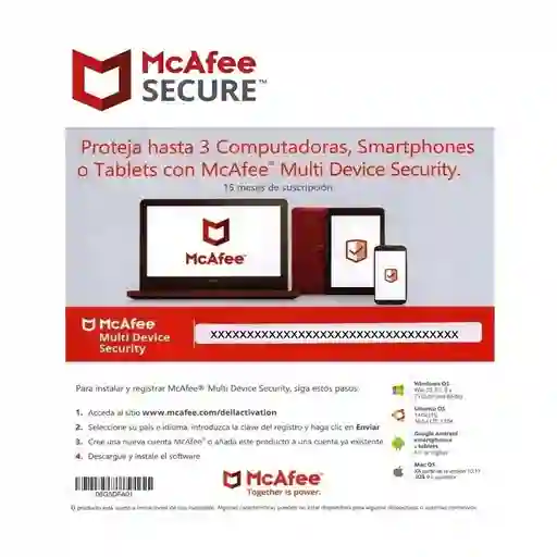 Licencia Antivirus Mcafee Multi Device Security 3pc 15 Meses