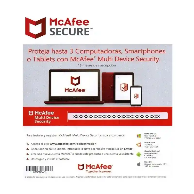 Licencia Antivirus Mcafee Multi Device Security 3pc 15 Meses