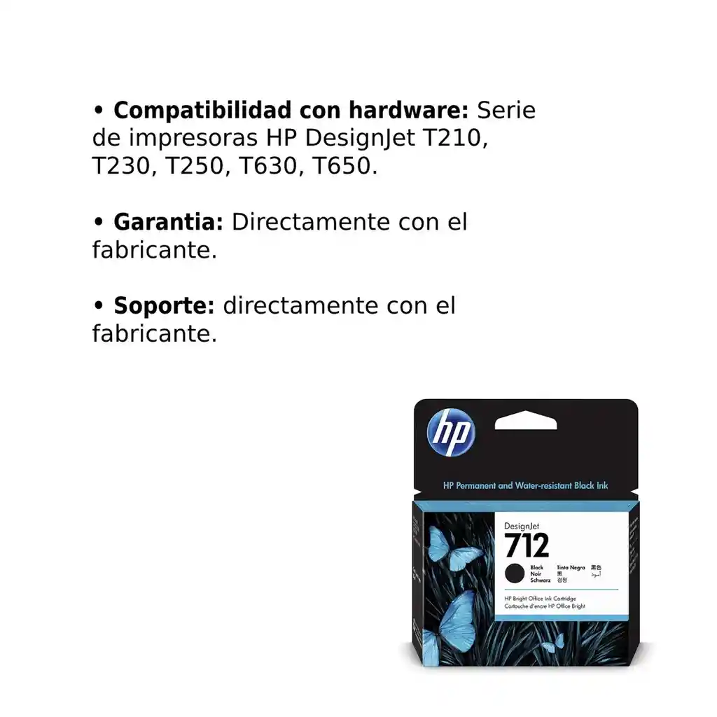 Cartucho De Tinta Hp Desingjet 712 Negro 80ml