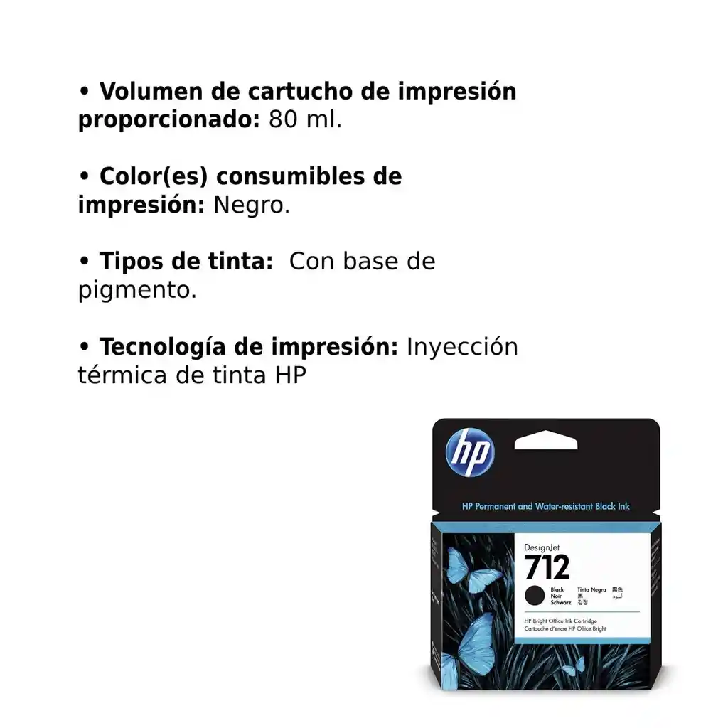 Cartucho De Tinta Hp Desingjet 712 Negro 80ml