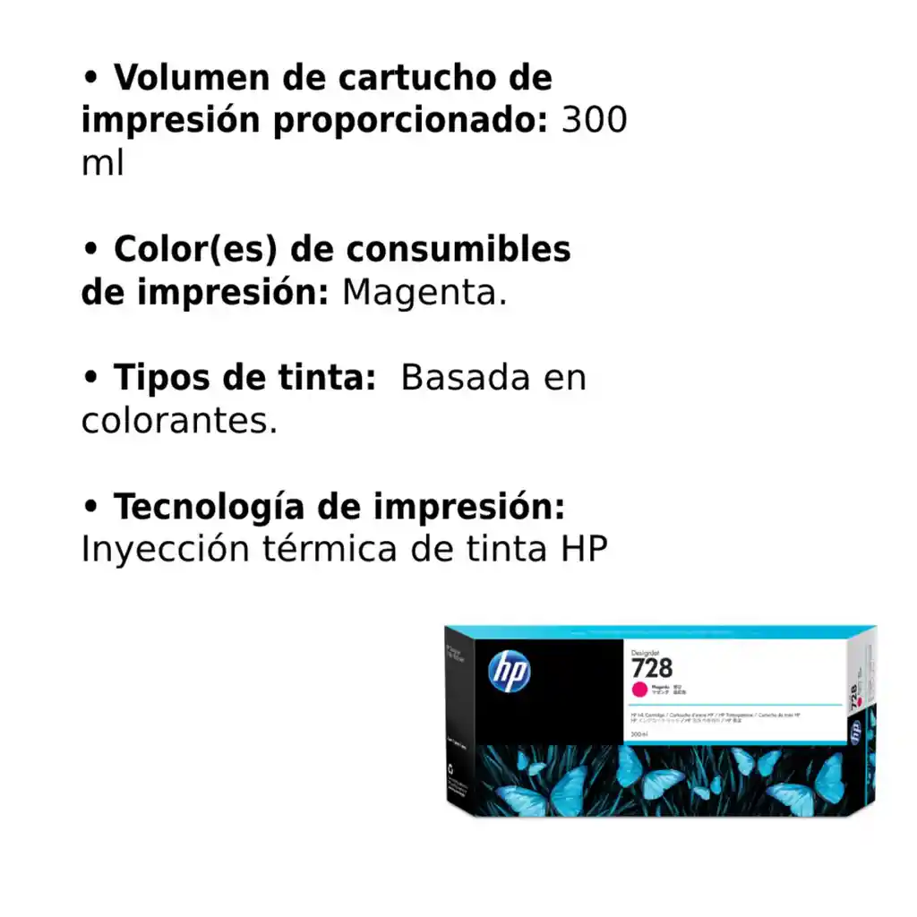 Cartucho De Tinta Hp 728 Magenta Desingjet Ink 300ml