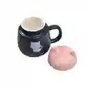 Mug De Gato Ceramica Pocillo Con Tapa