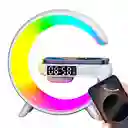 Parlante Luz Velador Led Cargador Inalámbrico Reloj Alarma Color Blanco