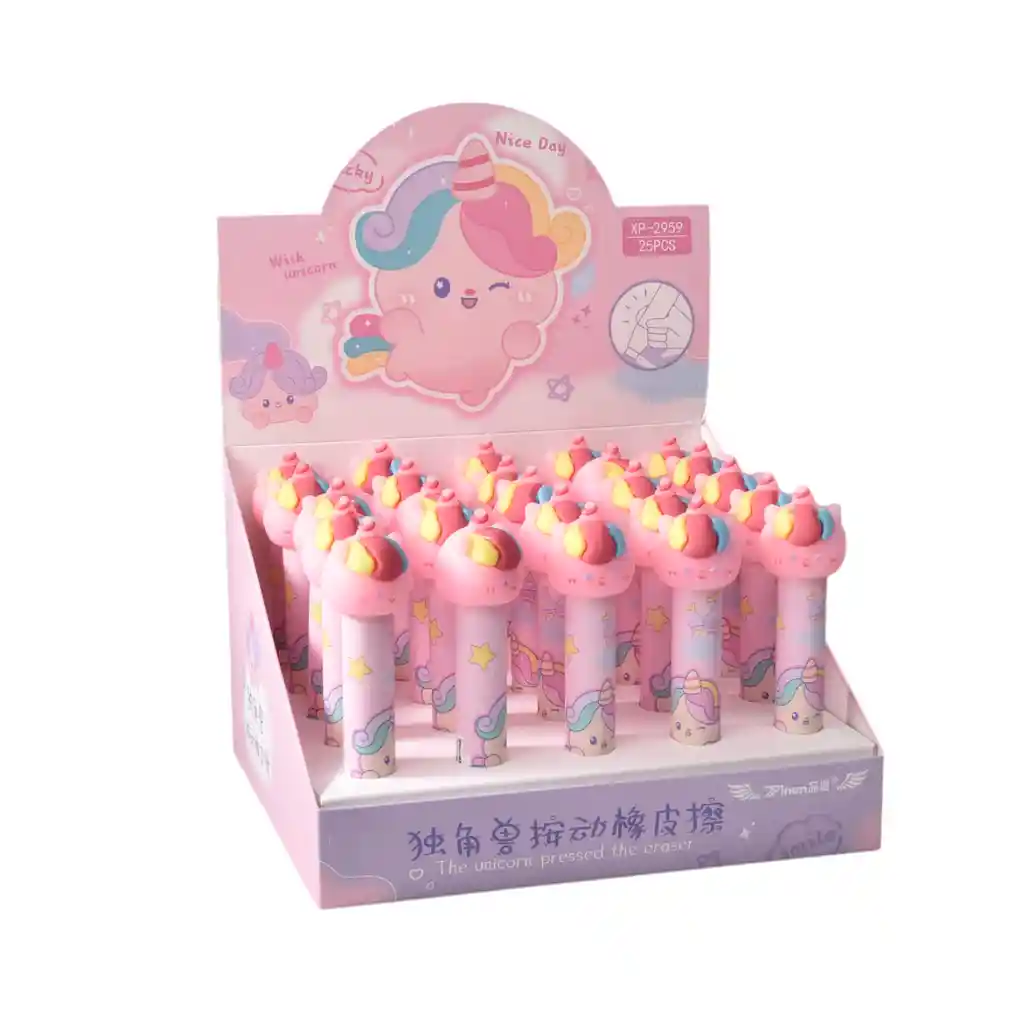 Borrador Lapiz Forma Unicornio X 3 Unidades
