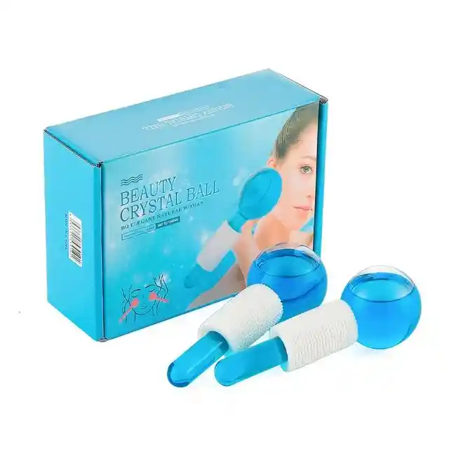 Masajeador Facial Azul Cool Roller Ball - 2 Globos De Hielo Facial - Masajeador Para Pieles Delicadas