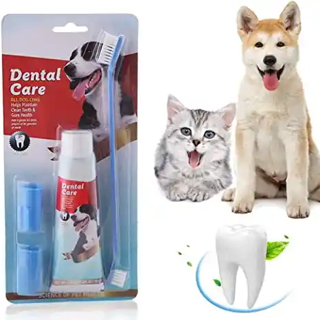 Crema Dental Para Perro O Gato + 3 Kit Cepillos De Dientes