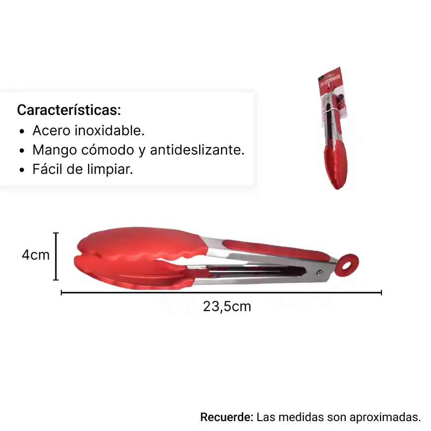 Pinzas Parrilla En Silicona Y Acero Inoxidable