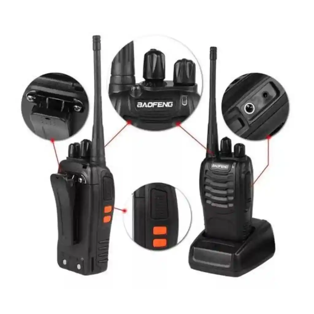 Baofeng 2 Radios Pofung Mx-888s Uhf Con Manos Libres Color Negro