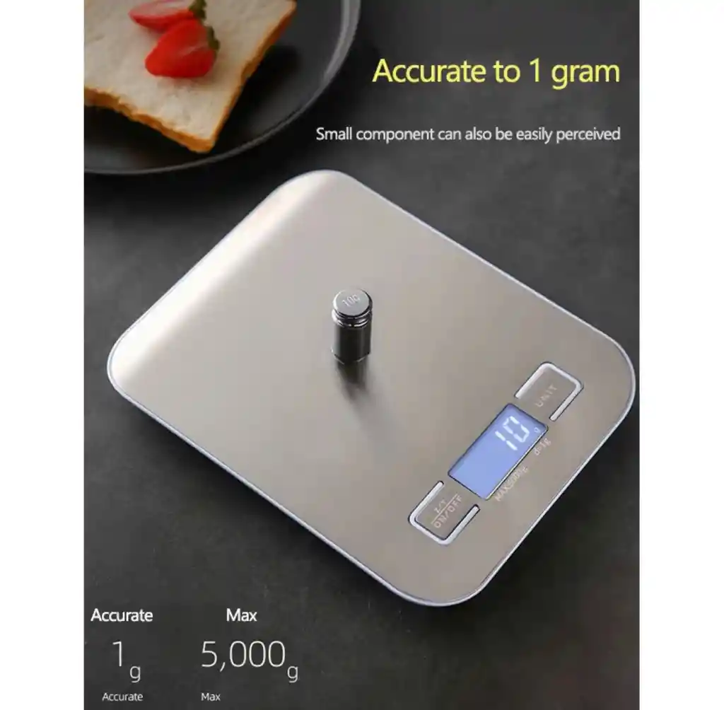 Báscula Gramera Cocina Recargable Pantalla Lcd					