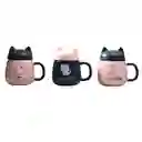 Mug De Gato Ceramica Pocillo Con Tapa