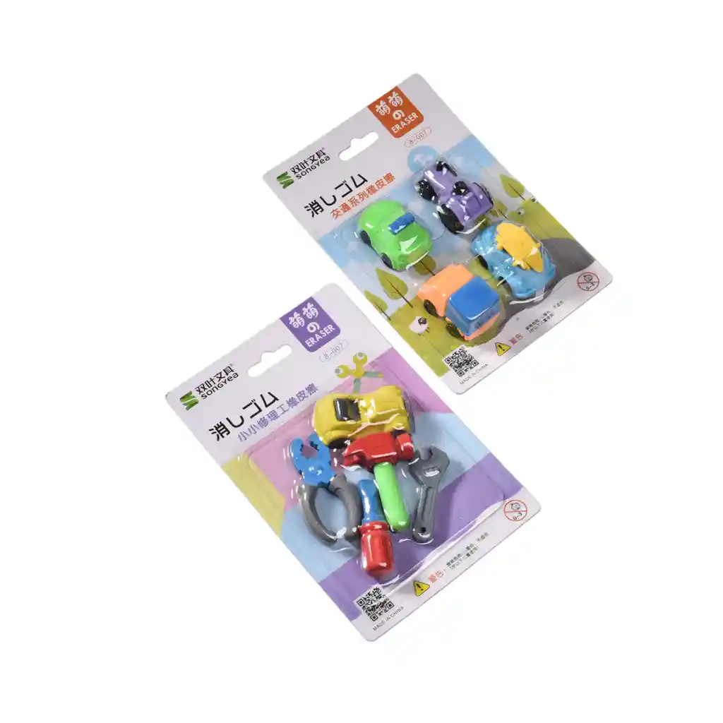 Borradores Forma De Carritos Niña Niño Set X 3