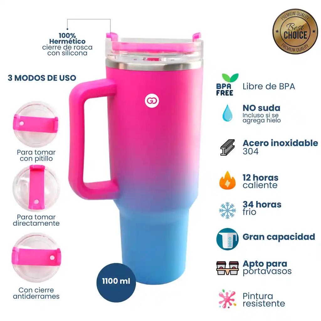 Vaso Termo Para Carro Oficina Stan Acero Inoxidable 850 Ml