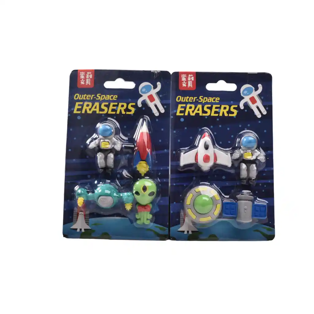 Set X 4 Borradores Con Forma De Astronauta X 3 Set Niño Niña