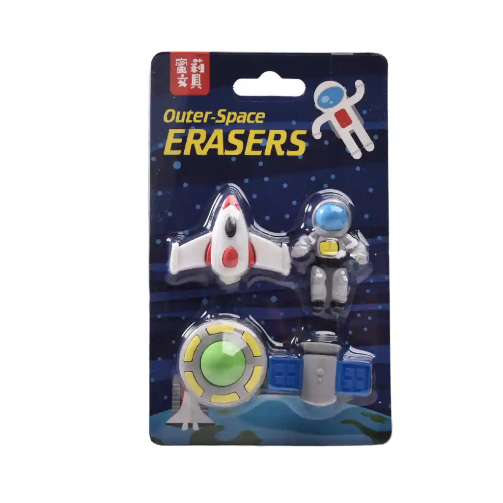 Set X 4 Borradores Con Forma De Astronauta X 3 Set Niño Niña