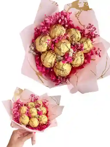 Ramo Buquet De Chocolates Coquette Con 8 Chocolates Y Flores - Flores Amarillas - Feliz Día - Feliz Cumpleaños - Feliz Dia De Las Madres