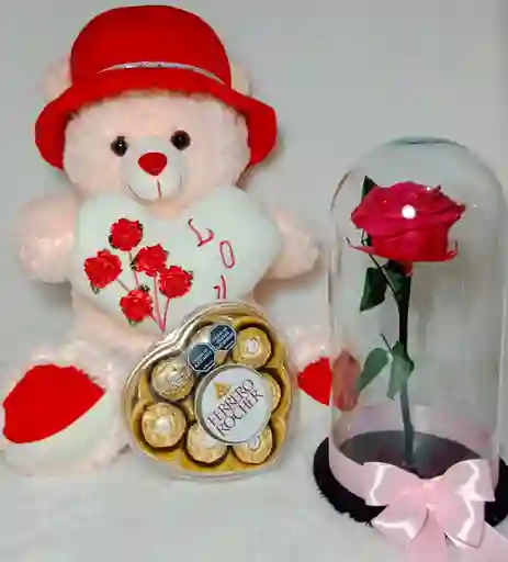 Rosa Preservada Y Peluche