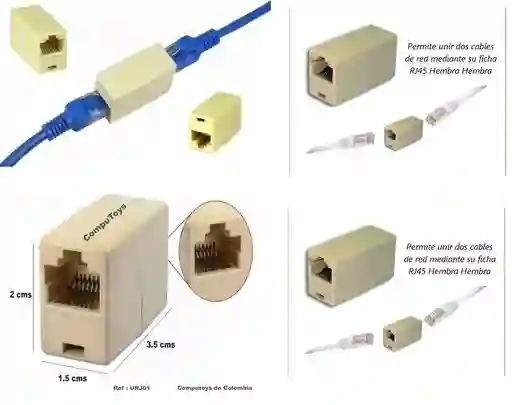 Adaptador Union Rj45 Para Extender Cables De Red Cat 5 Y 6