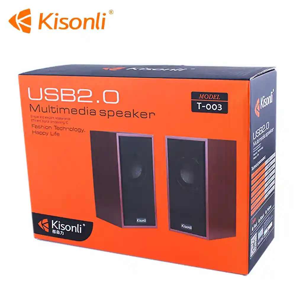 Parlantes Multimedia Kisonli En Madera Para Pc Plug 3.5/usb 3w X 2