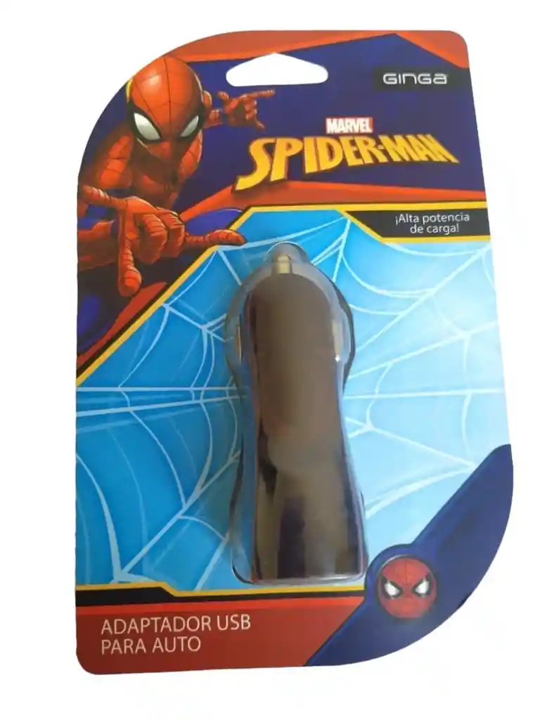 Cargador De Carro Con Puerto Usb Spider-man En Negro