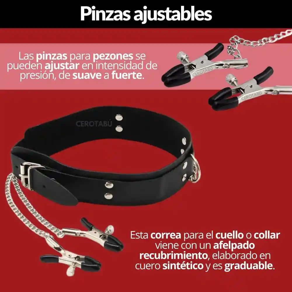 Collar Y Pezoneras Bondage Fetiche Sado Bdsm Juguete Sexual