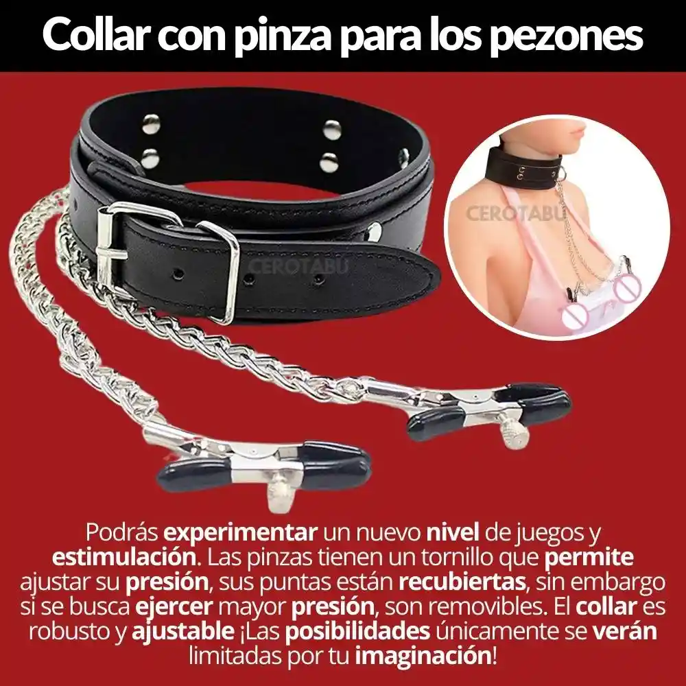Collar Y Pezoneras Bondage Fetiche Sado Bdsm Juguete Sexual