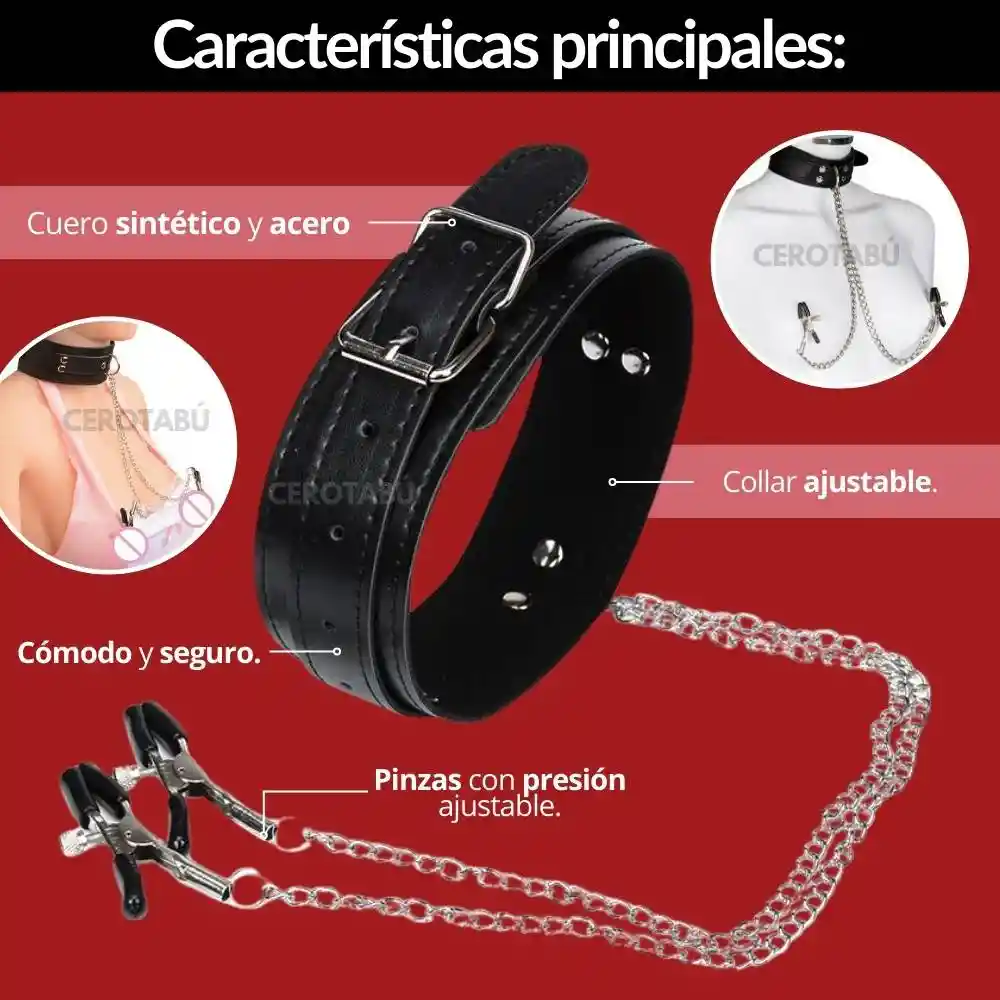 Collar Y Pezoneras Bondage Fetiche Sado Bdsm Juguete Sexual
