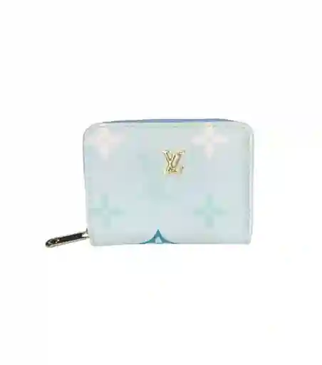 Billetera Pequeña Logo Cuerina Color Azul Claro Mujer Ancho 11.5cm X Alto 9cm Belleza, Monedero, Salidas, Bolsa, Viaje, Bolso, Orden. Dinero, Plata, Monedas, Cartera