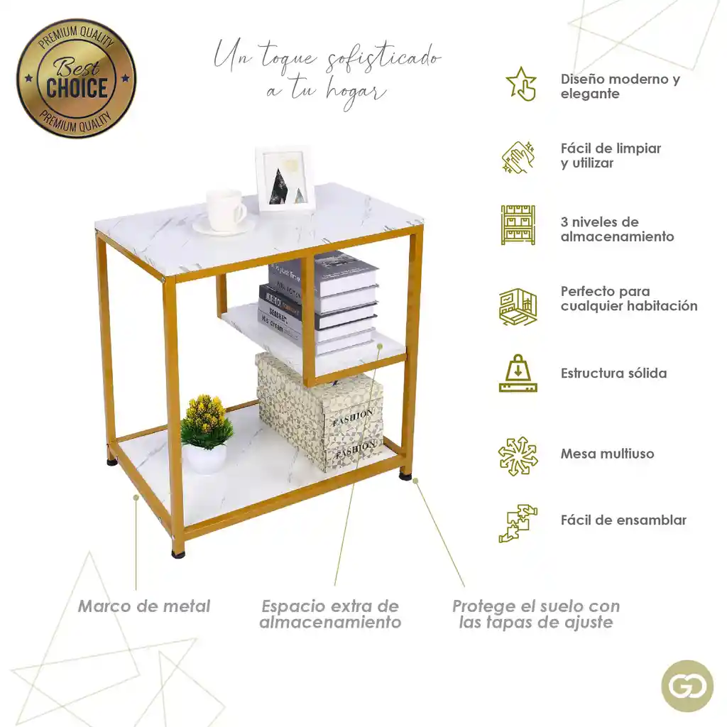 Mesa Moderna Elegante 3 Niveles Estructura Solida Hogar