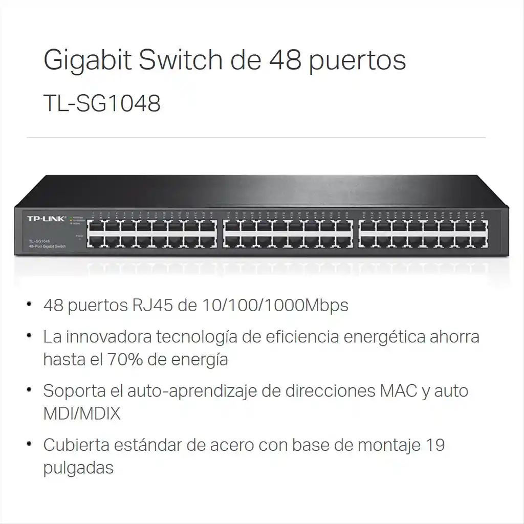 Switch Escritorio/rack 48 Puertos Gigabit, Tp-link Tl-sg1048