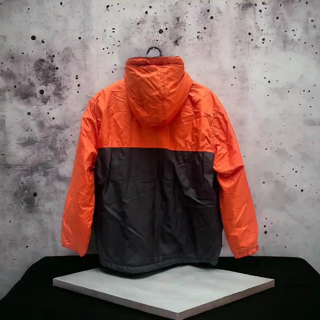 Chaqueta Impermeable Con Capucha Marca Us Polo Assn Original Color Negro Y Anaranjado