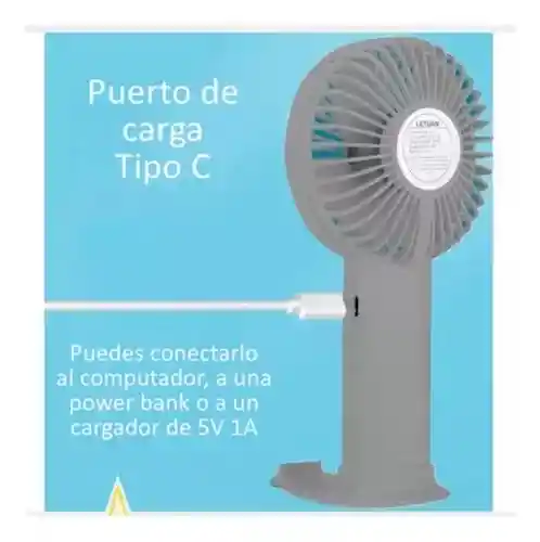 Ventilador Pequeño Recargable Portátil Potente Con Base