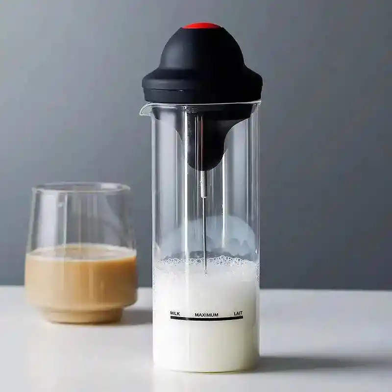 Espumador De Leche Eléctrico Portátil Con Vaso En Vidrio