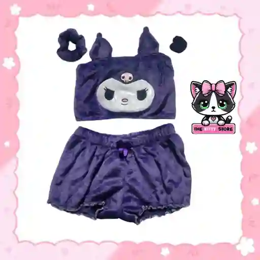 Pijama Peluche Kuromi Morado.