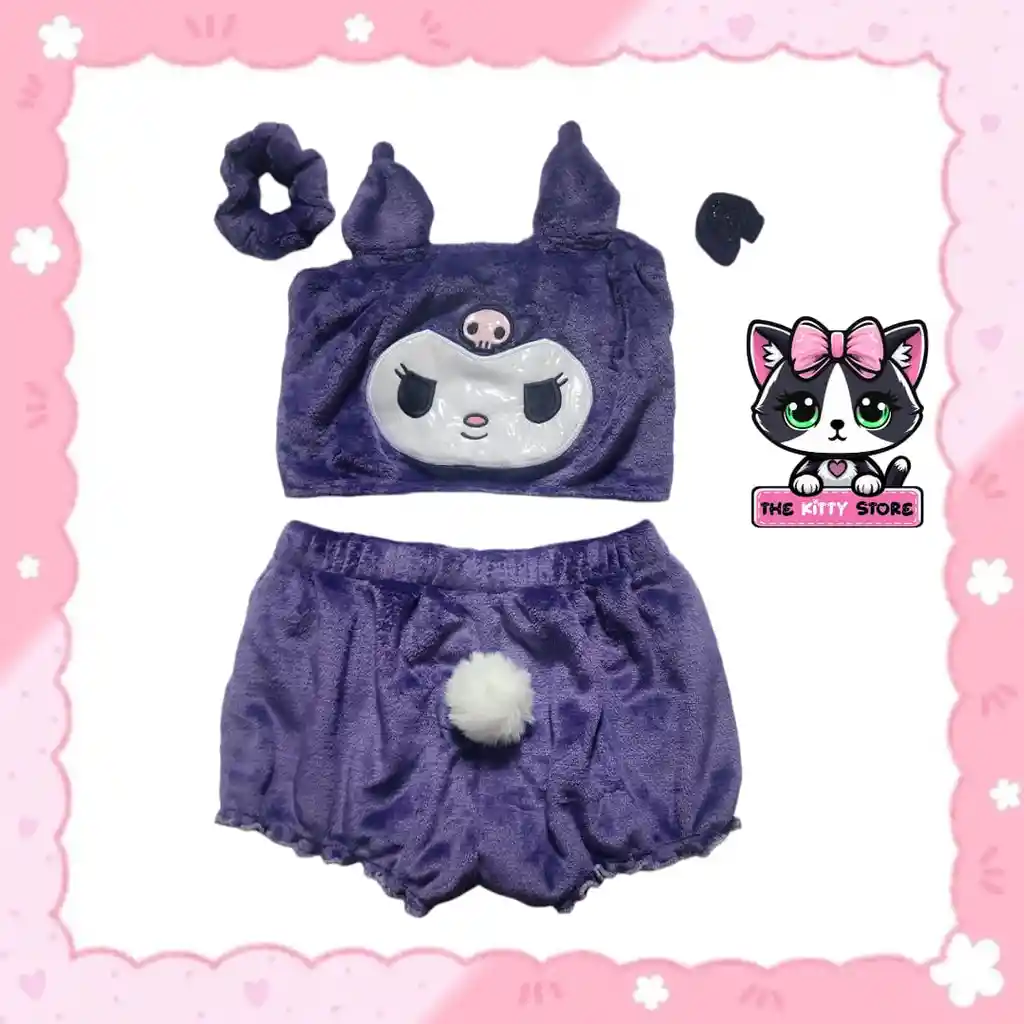 Pijama Peluche Kuromi Morado.