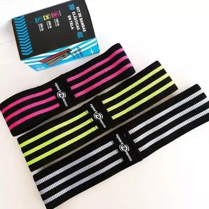 Bandas Elásticas En Tela Plana Cerradas Sportfitness 3 Unds