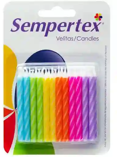 Vela Velita Espiral De Cumpleaños Color Neon X24 Und Sempertex