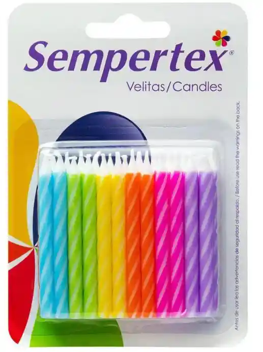 Vela Velita Espiral De Cumpleaños Color Neon X24 Und Sempertex