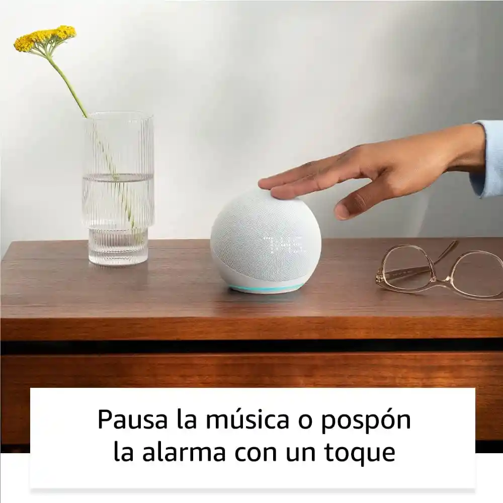 Amazon Echo Dot 5 Con Reloj Altavoz Inteligente Alexa Sonido Potente Blanco Glaciar