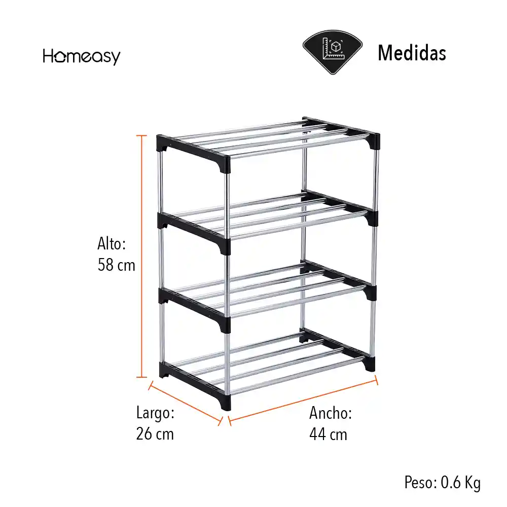 Zapatero Organizador Metálico 4 Niveles 8 Pares