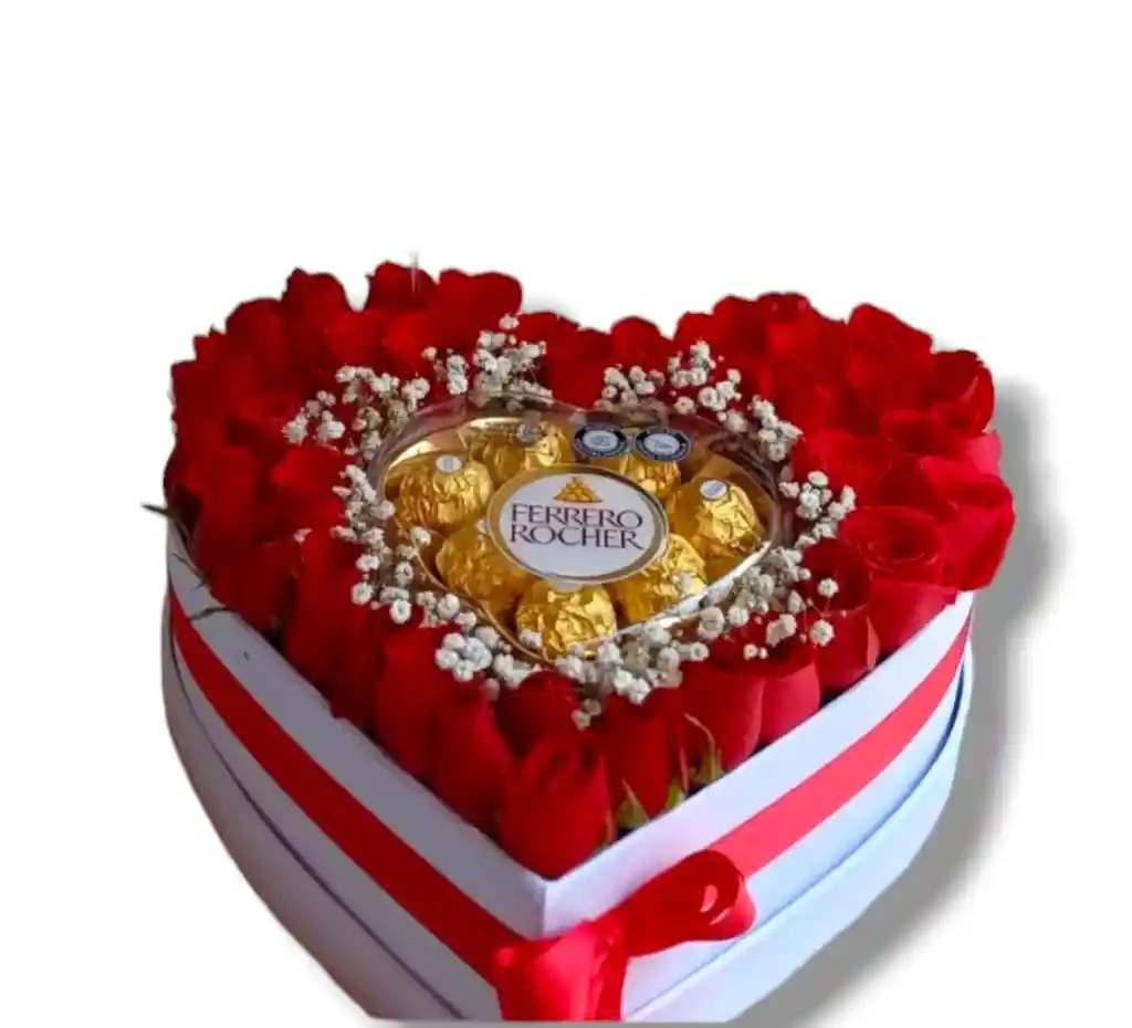 Corazón De Rosas Y Chocolates