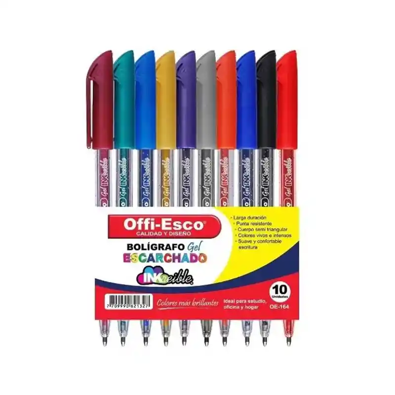 Boligrafo Gel Escarchado Offi-esco X10