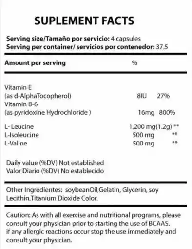 Aminoacidos Bcaa Ultra Pure 2200 Energia Gym 150 Caps