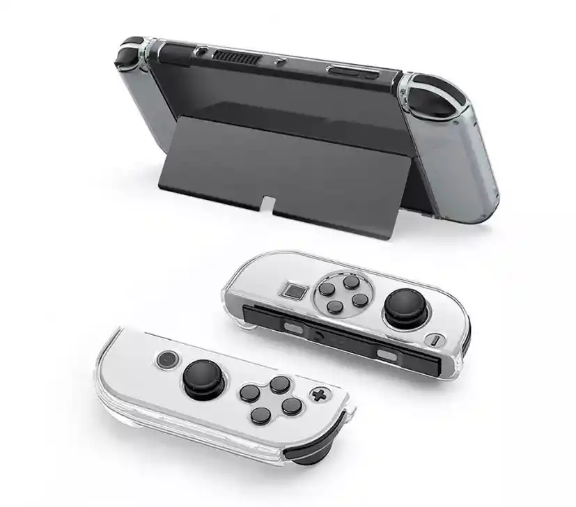 Estuche De Diseño M Mario+ Vidrio Templado + Acrílico Protector + 2 Grips Para Nintendo Switch Oled