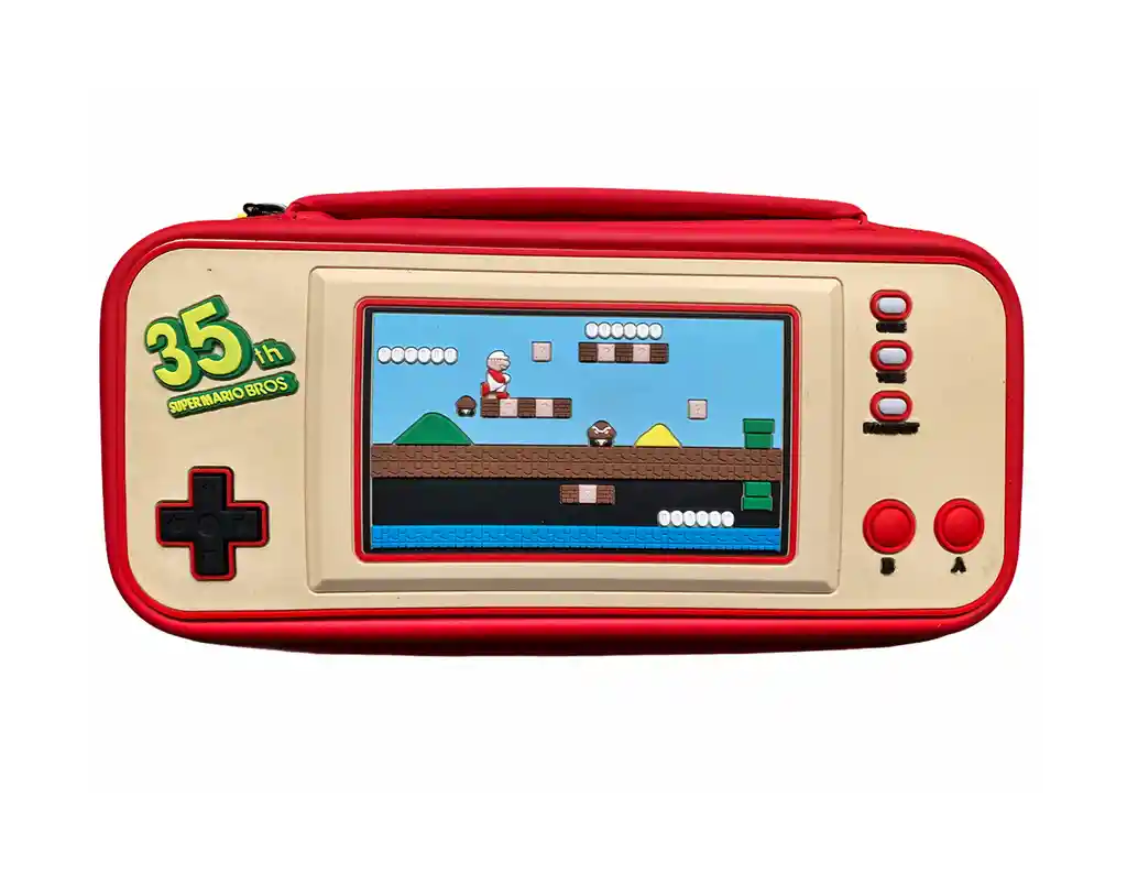 Estuche De Mario 35+ Vidrio Templado + Acrílico Protector + 2 Grips Para Nintendo Switch Oled