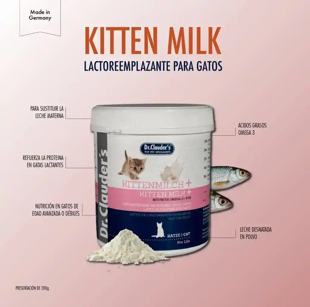 Dr. Clauder's® Kitten Milk – Leche Para Gatos – Lactoreemplazador 200 G