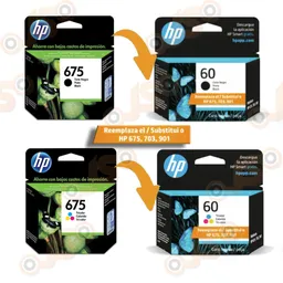 Hp Kit De Cartuchos De Tinta 675 Negro Y Tricolor Original