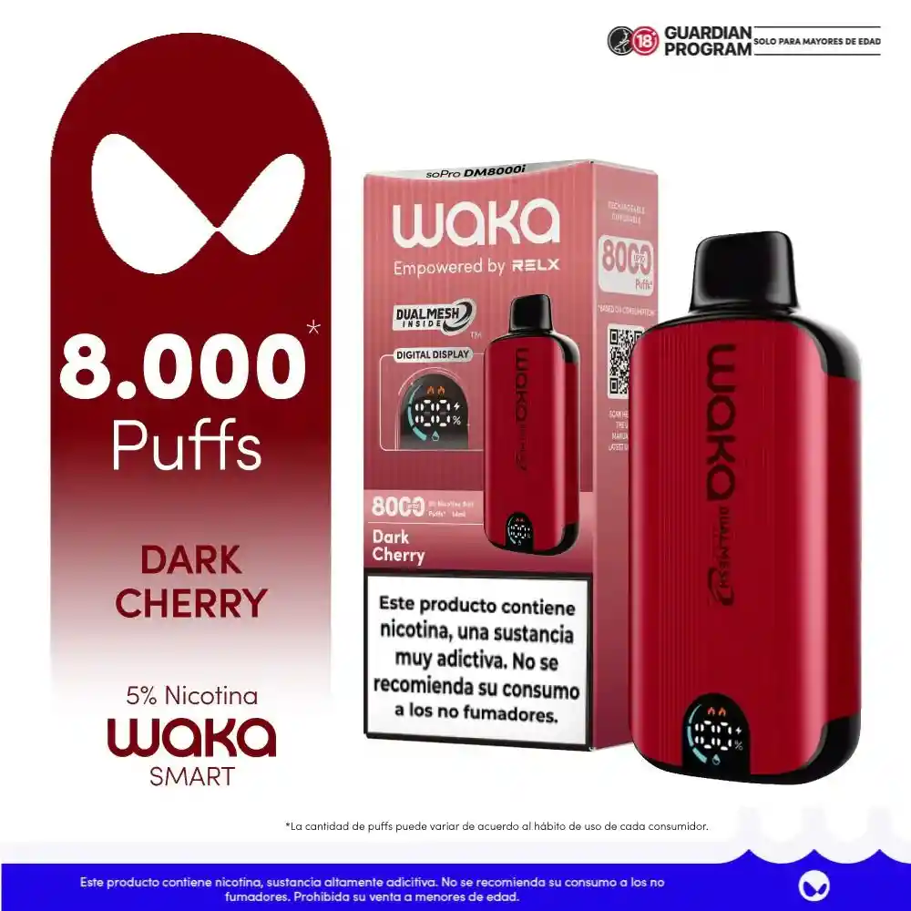 WAKA Smart Vape Dark Cherry 5% 8.000 puffs