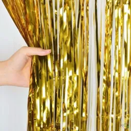 Cortina Metalizada Dorada Para Fiestas
