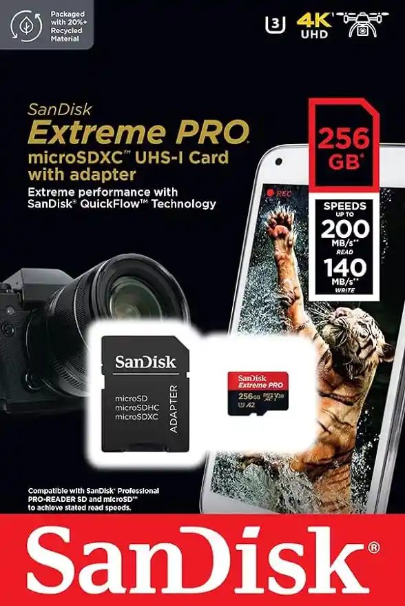 Memoria Micro Sd Sandisk Extreme Pro 256gb Con Adaptador