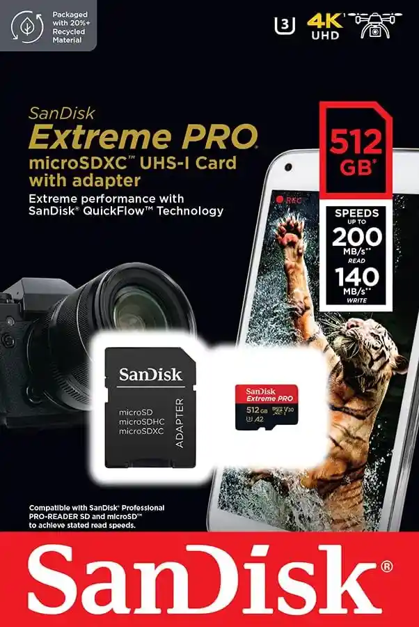 Memoria Micro Sd Sandisk Extreme Pro 512gb Con Adaptador